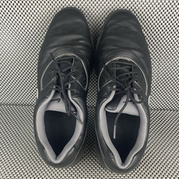 Nike Heritage Golf Shoes Sneakers Mens 11 Black Leather Logo Lace Up Athletic - Picture 7 of 10